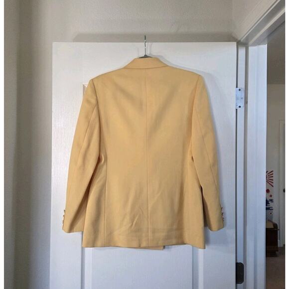Vintage Barrie Pace Yellow 100% Wool Crest Pocket Double Breasted Blazer, Size 6 - Picture 7 of 10